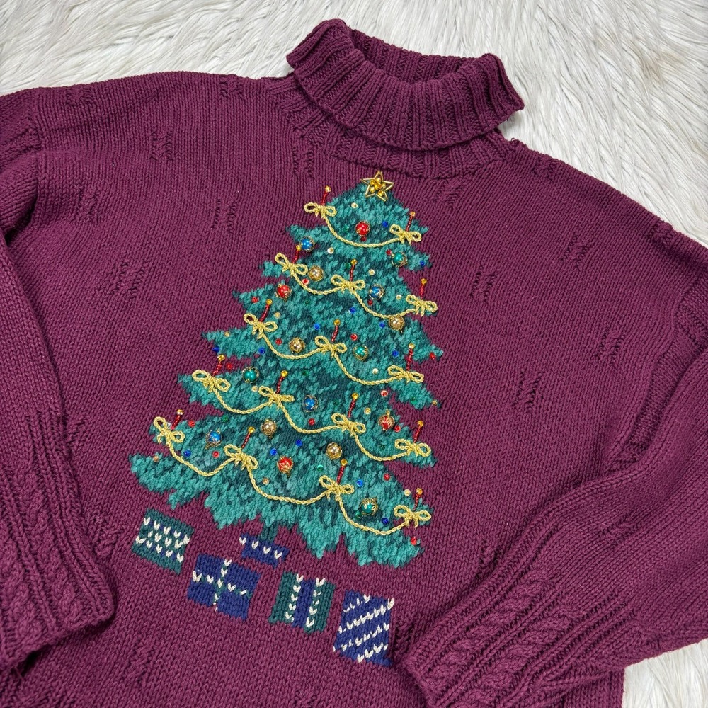 Vintage 1994 Marissa Christina Women's MP Christmas Turtleneck Tunic Sweater - Picture 2 of 6